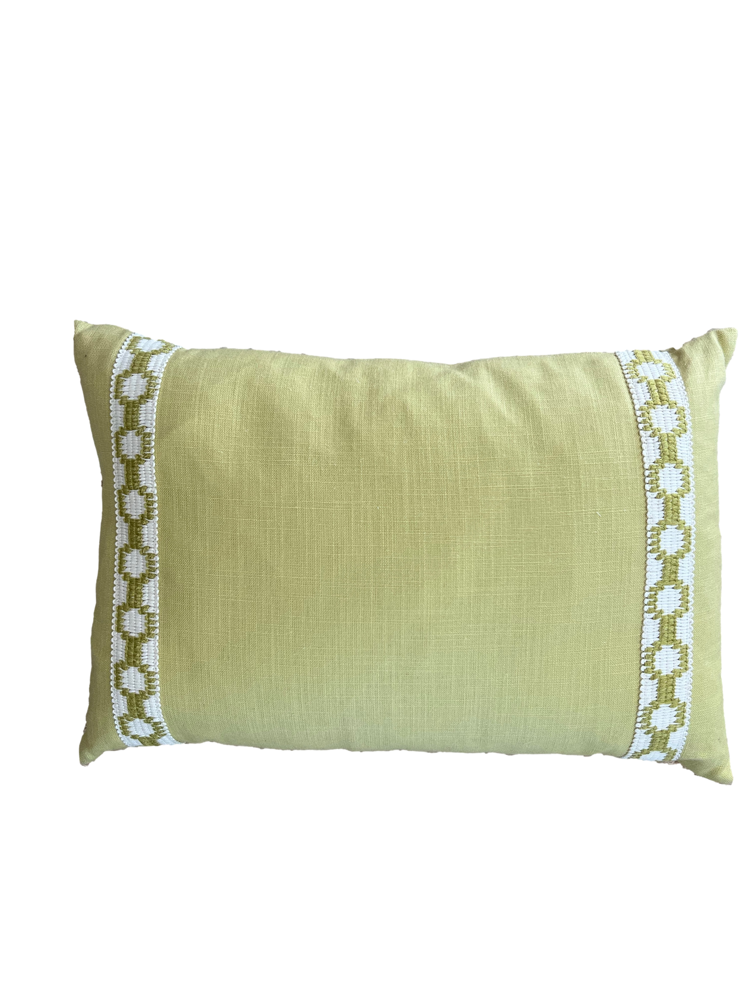 Chartreuse Linen with tape Lumbar Pillow