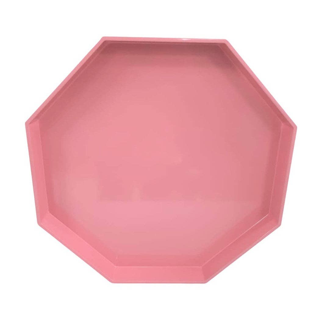 Medium Octagonal Lacquered Tray, Blush Pink