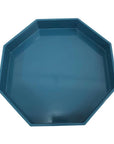 Large Octagonal Lacquered Tray, Peacock Blue
