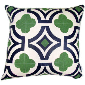 Quatrefoil- Navy W/ Kelly Green Pillow