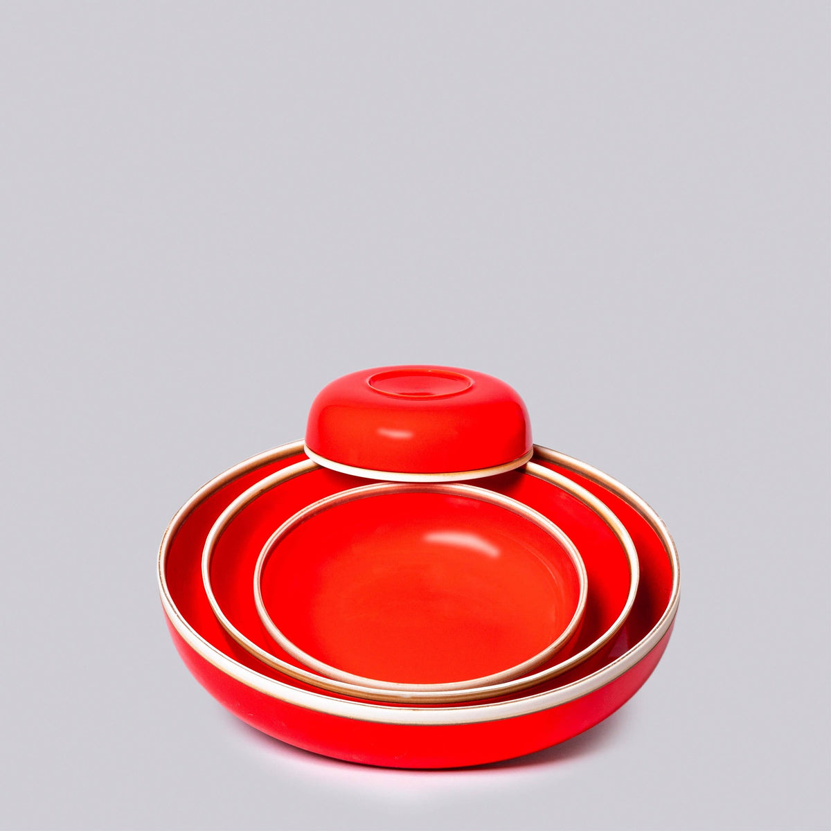 Coral Red Glossy Porcelain Hermit Bowl