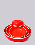 Coral Red Glossy Porcelain Hermit Bowl