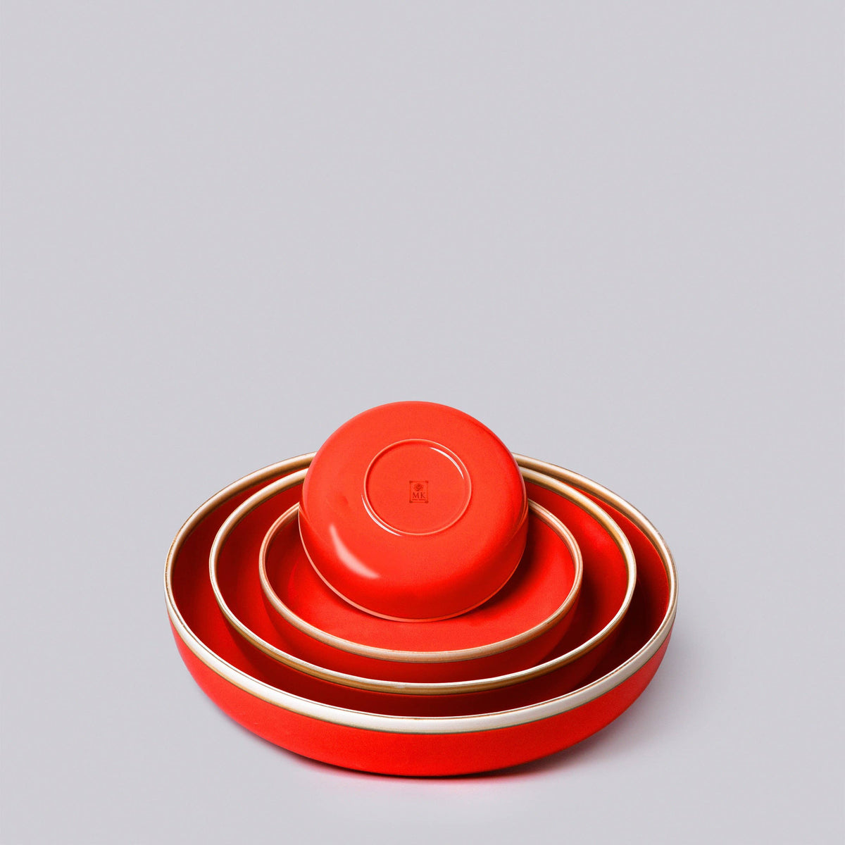 Coral Red Glossy Porcelain Hermit Bowl