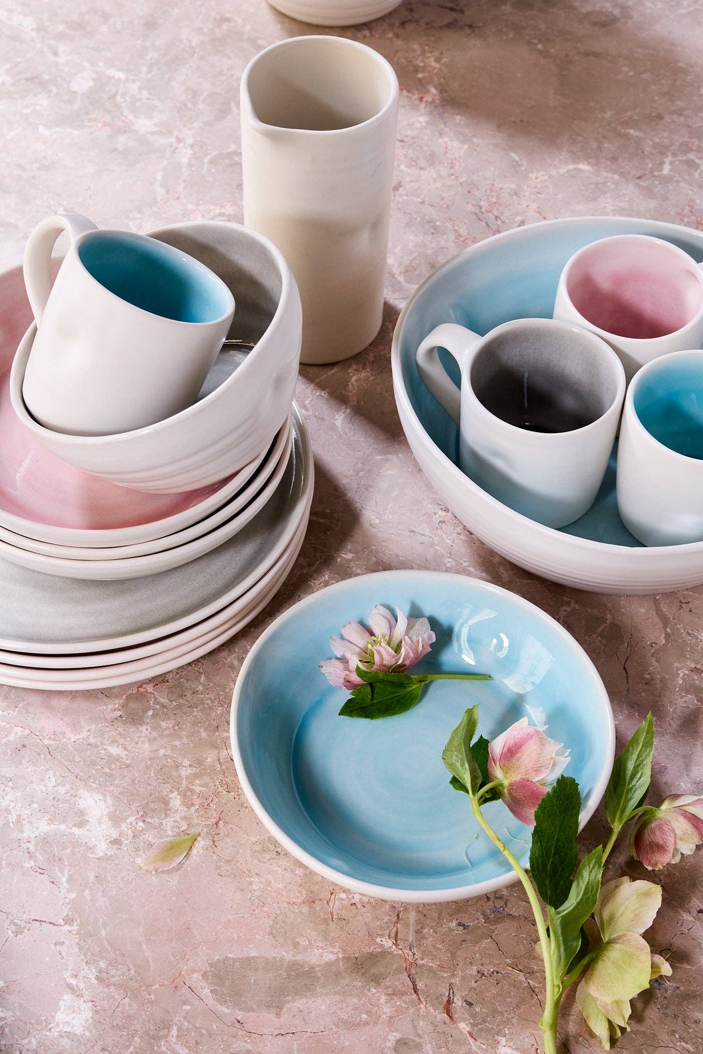 Pinch Aqua Stoneware Cereal Bowls, Set of 4