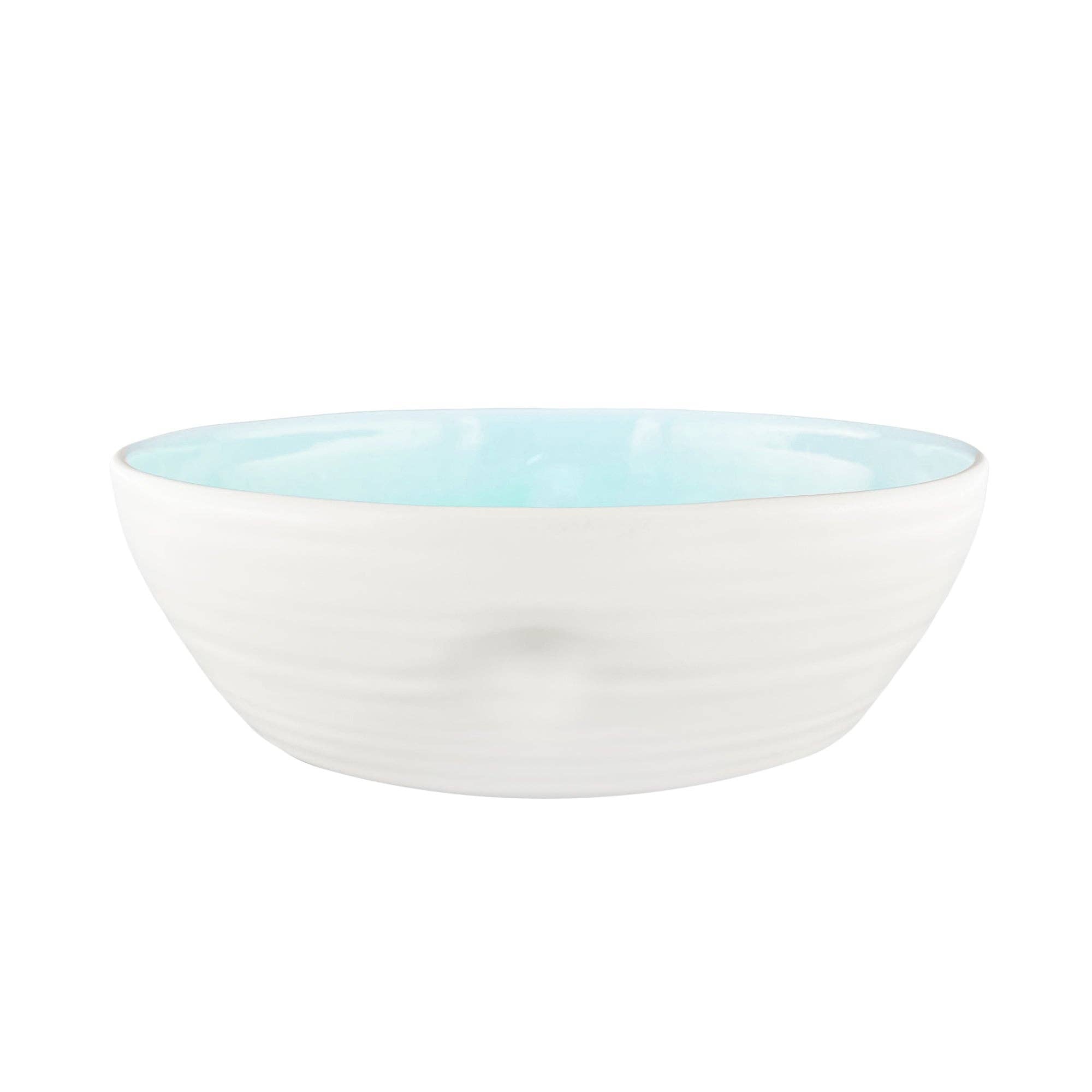 Pinch Aqua Stoneware Large Salad Serving Bowl