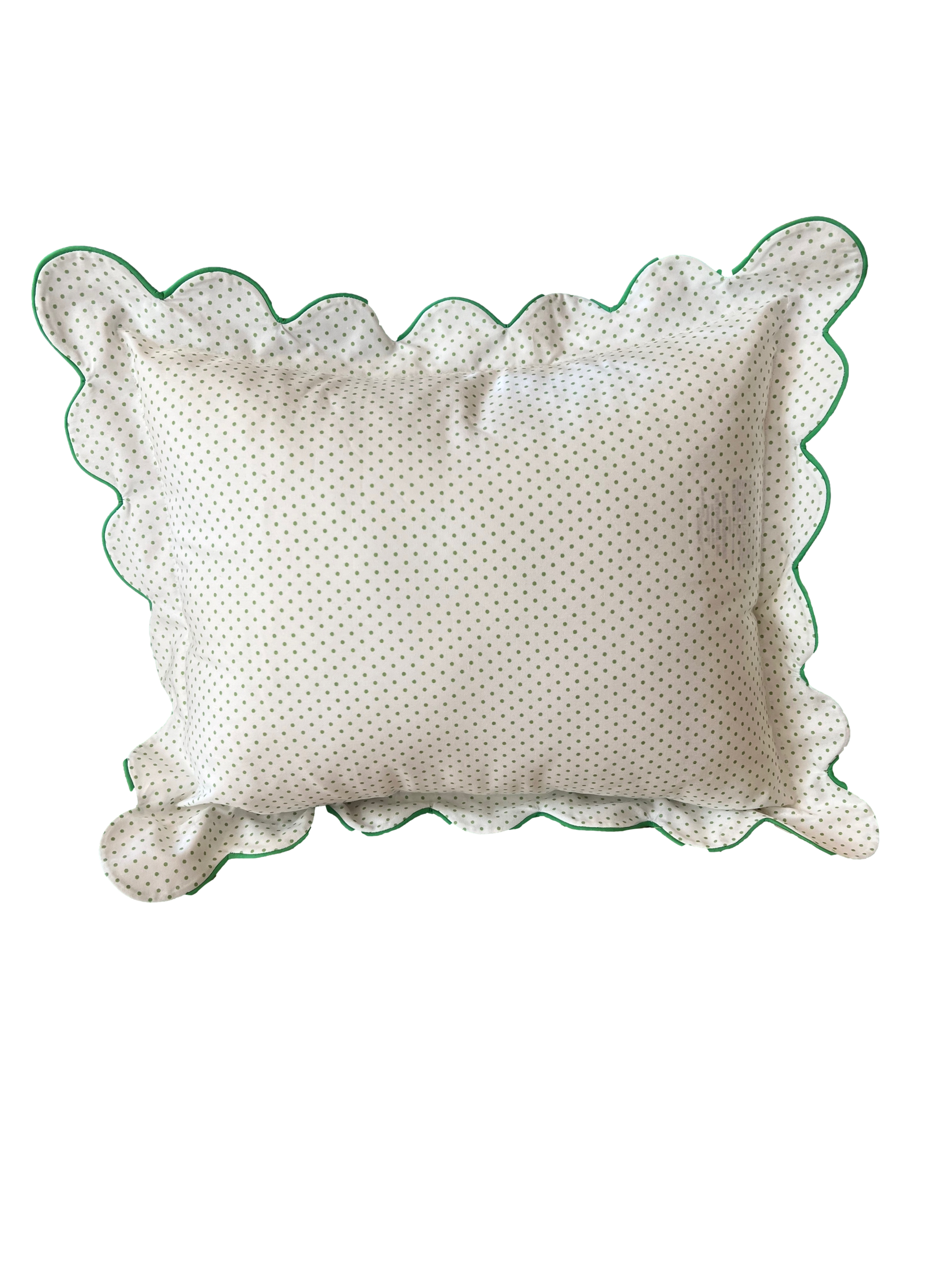 Green Swiss Dot Scalloped Pillow