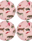 Exotix Flamingo 16" Round Pebble Placemat, Set of 4