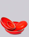 Coral Red Glossy Porcelain Hermit Bowl