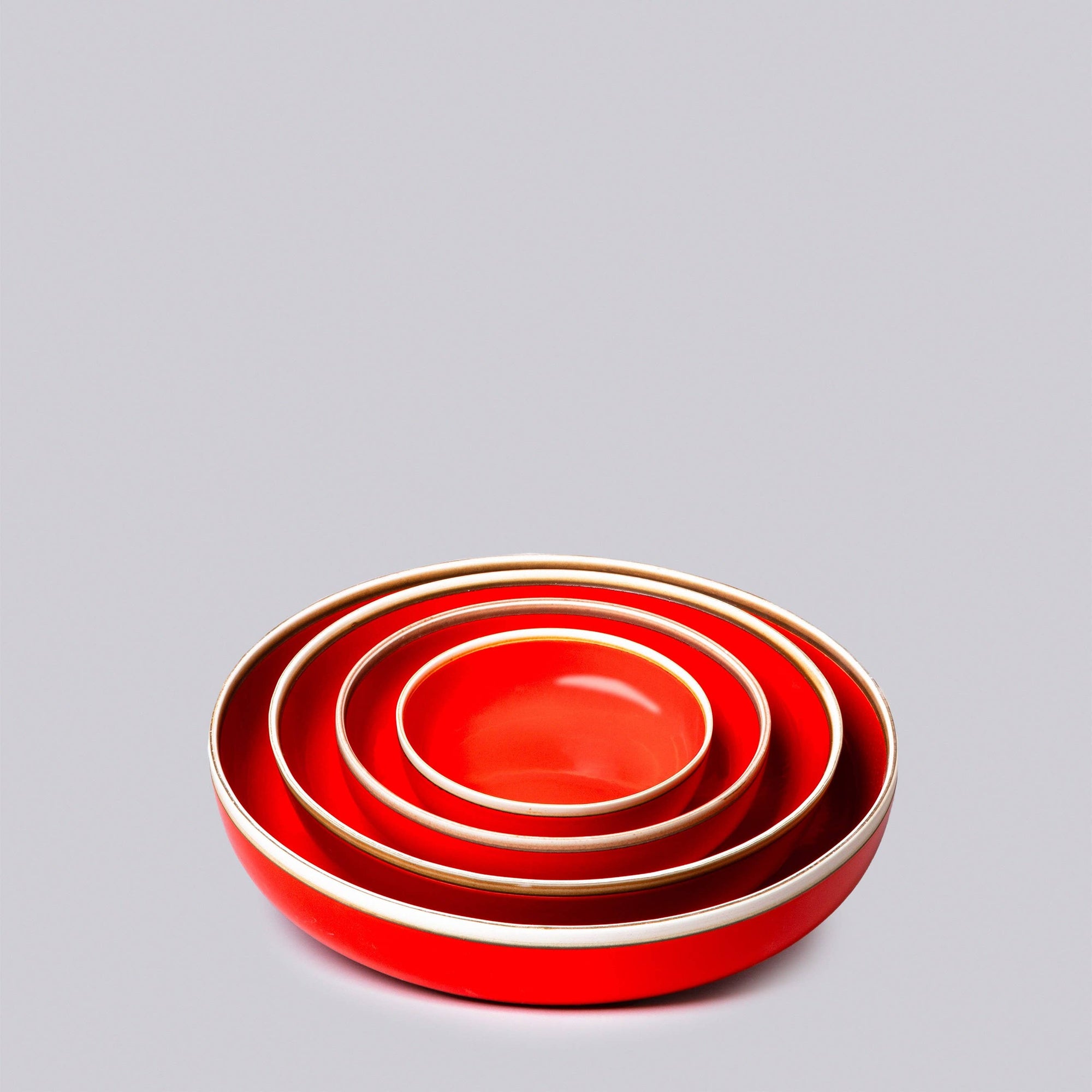 Coral Red Glossy Porcelain Hermit Bowl