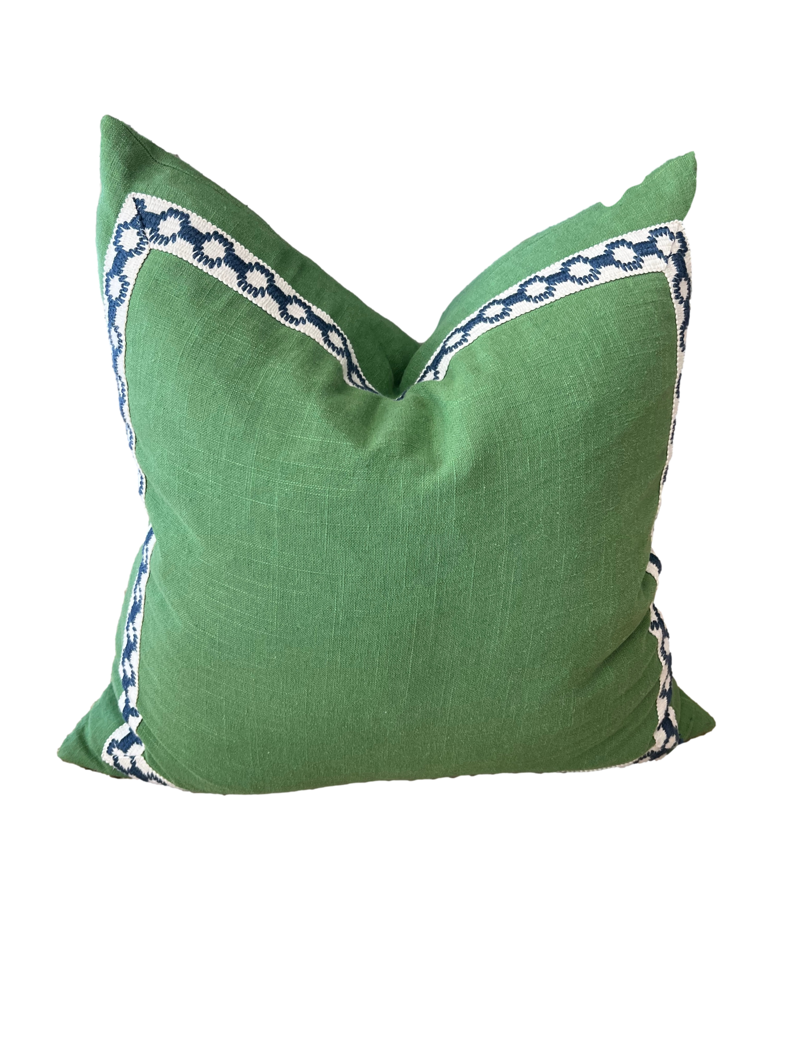 Kelly Green Linen Pillow with Tape