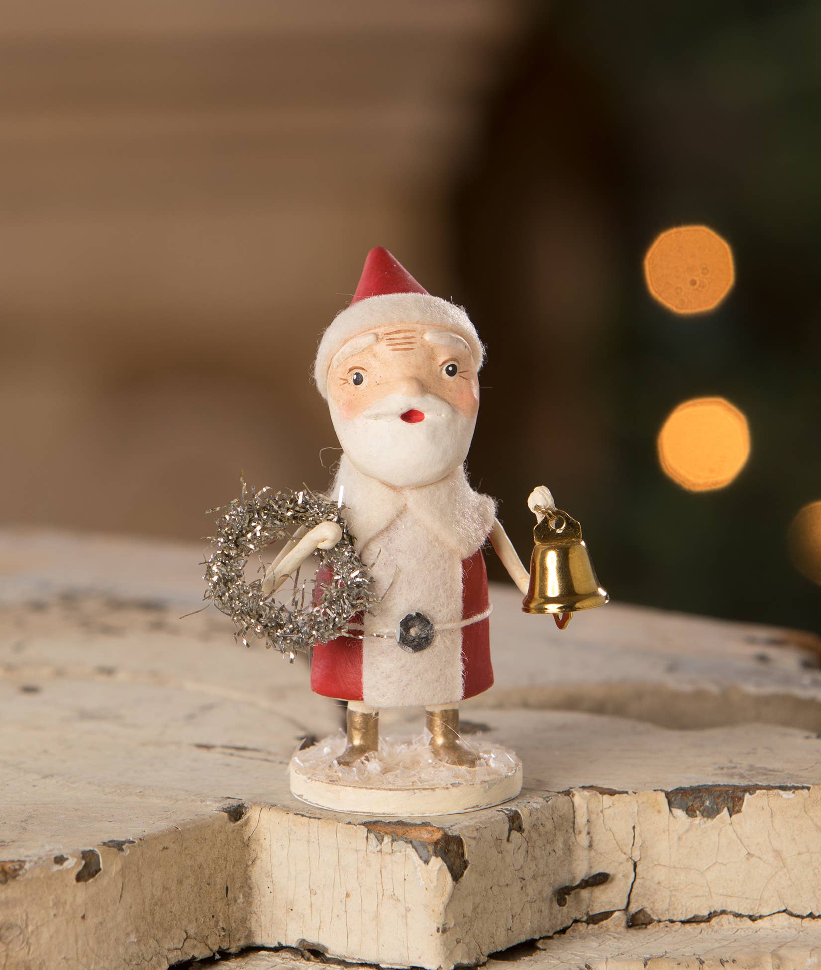 Santa With Wreath &amp; Bell