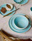 Pinch Aqua Stoneware Large Salad Serving Bowl