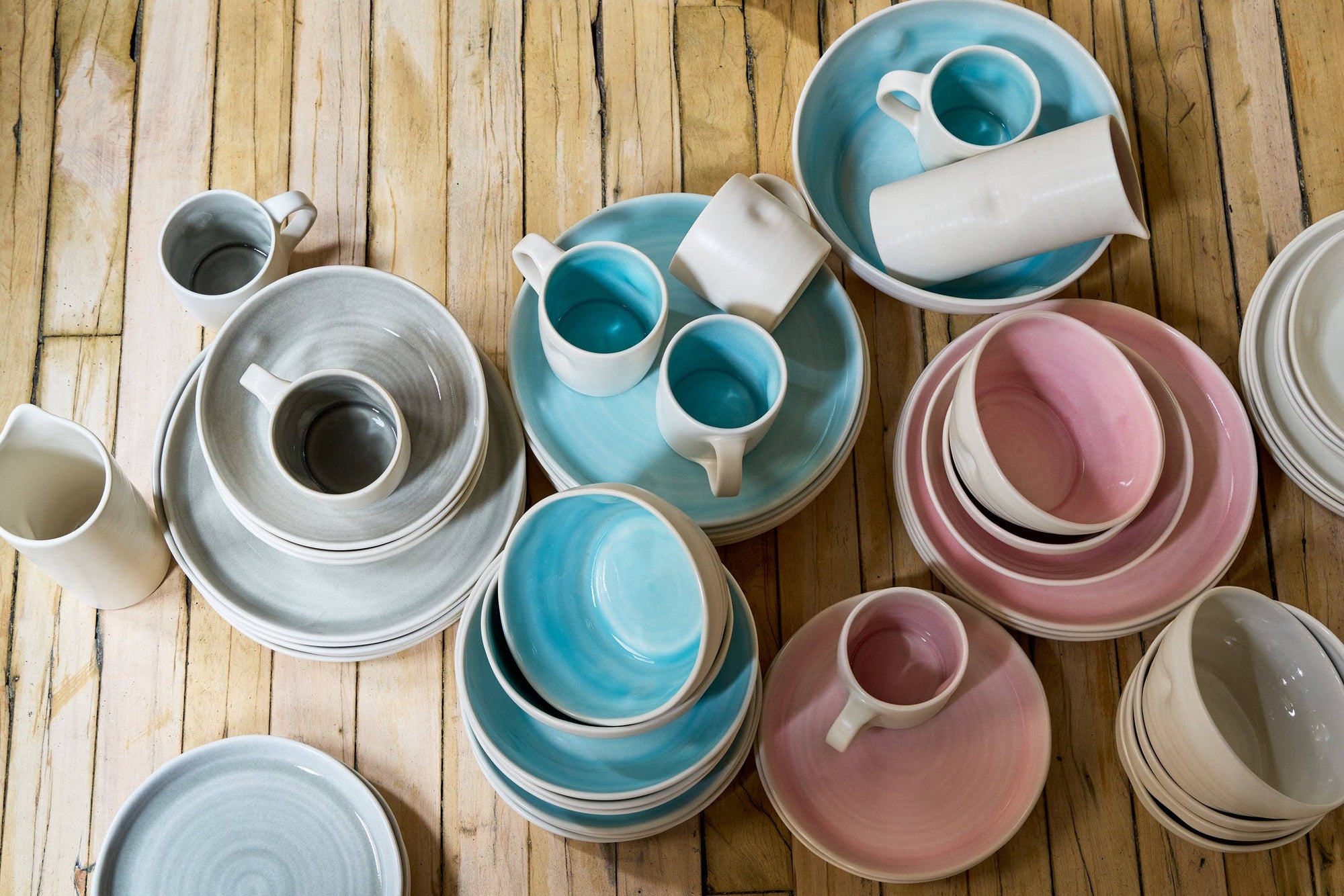 Pinch Aqua Stoneware Large Salad Serving Bowl