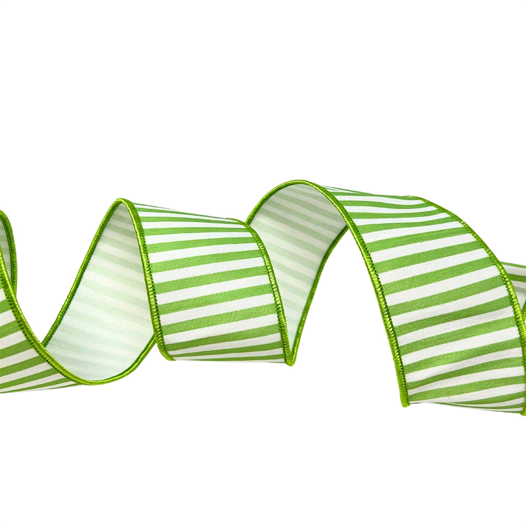 2.5'' X 10YD Green Striped  Ribbon