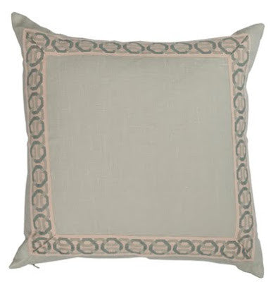 Seafoam Linen Pillow with Interlaced Braid trim